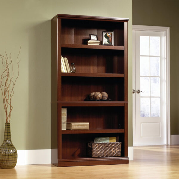 Sauder Miscellaneous Storage 5 Split Bookcase/Book Shelf, L: 35.28" x W: 13.23" x H: 69.76", Oiled Oak finish