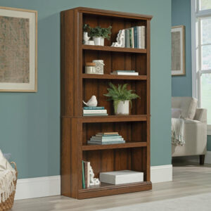 Sauder Miscellaneous Storage 5 Split Bookcase/Book Shelf, L: 35.28" x W: 13.23" x H: 69.76", Oiled Oak finish