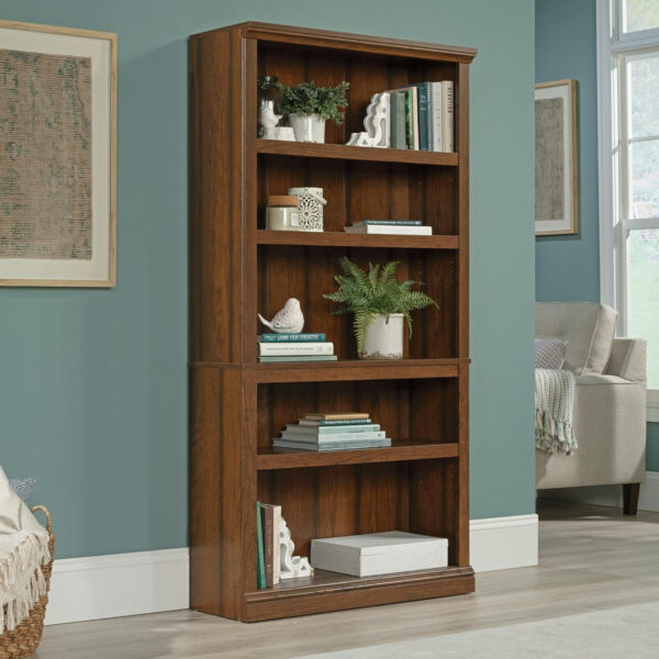 Sauder Miscellaneous Storage 5 Split Bookcase/Book Shelf, L: 35.28" x W: 13.23" x H: 69.76", Oiled Oak finish