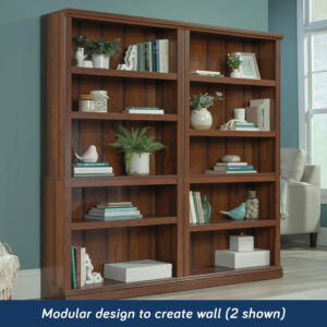 Sauder Miscellaneous Storage 5 Split Bookcase/Book Shelf, L: 35.28" x W: 13.23" x H: 69.76", Oiled Oak finish