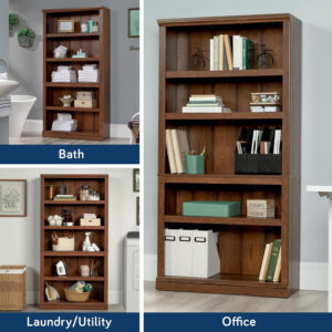 Sauder Miscellaneous Storage 5 Split Bookcase/Book Shelf, L: 35.28" x W: 13.23" x H: 69.76", Oiled Oak finish
