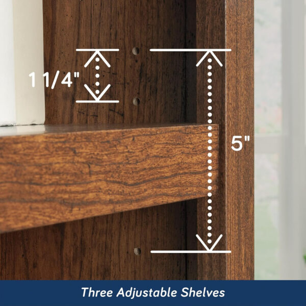 Sauder Miscellaneous Storage 5 Split Bookcase/Book Shelf, L: 35.28" x W: 13.23" x H: 69.76", Oiled Oak finish