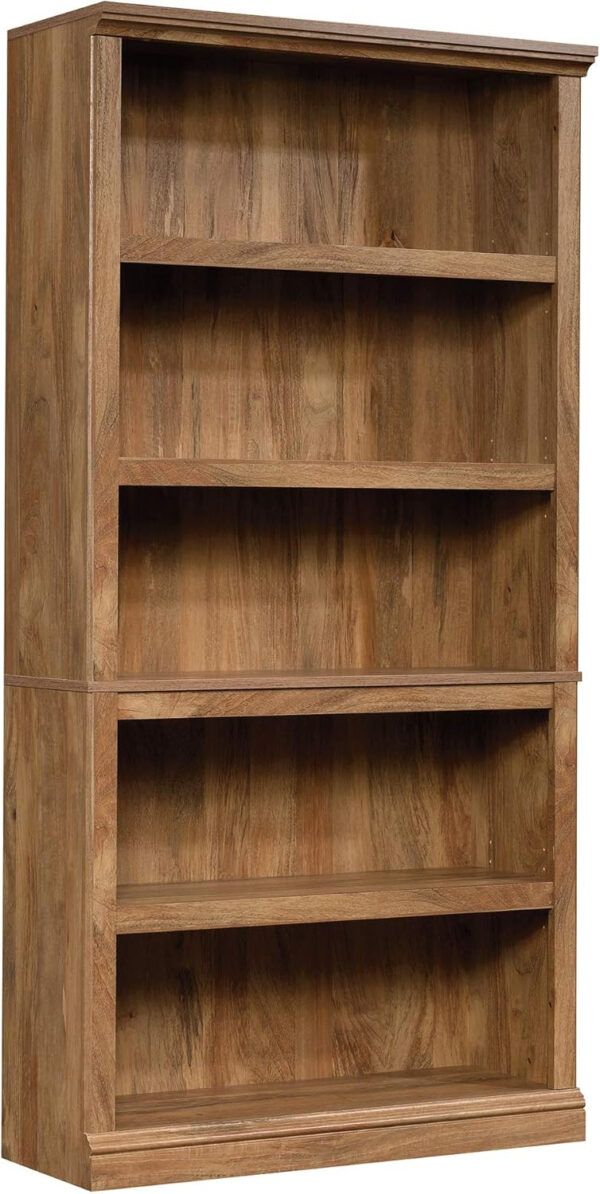 Sauder Miscellaneous Storage 5 Split Bookcase/Book Shelf, L: 35.28" x W: 13.23" x H: 69.76", Oiled Oak finish