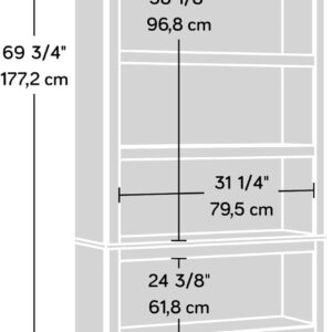 Sauder Miscellaneous Storage 5 Split Bookcase/Book Shelf, L: 35.28" x W: 13.23" x H: 69.76", Oiled Oak finish