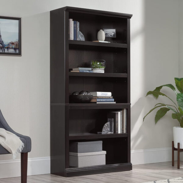 Sauder Miscellaneous Storage 5 Split Bookcase/Book Shelf, L: 35.28" x W: 13.23" x H: 69.76", Oiled Oak finish