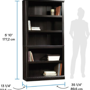 Sauder Miscellaneous Storage 5 Split Bookcase/Book Shelf, L: 35.28" x W: 13.23" x H: 69.76", Oiled Oak finish