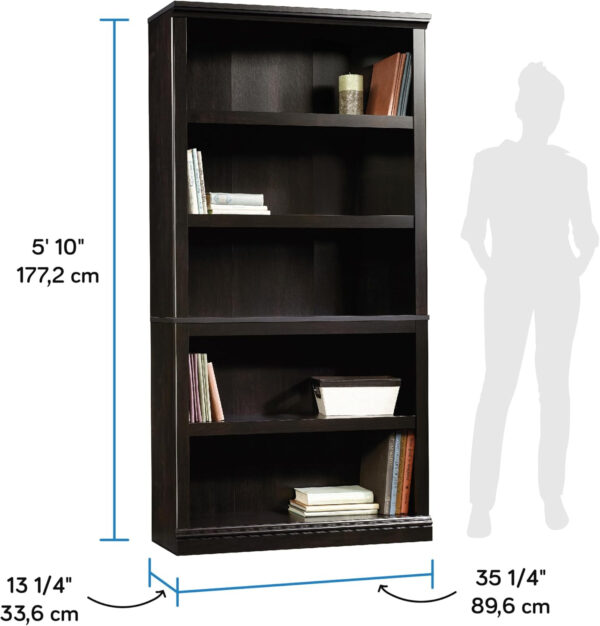 Sauder Miscellaneous Storage 5 Split Bookcase/Book Shelf, L: 35.28" x W: 13.23" x H: 69.76", Oiled Oak finish