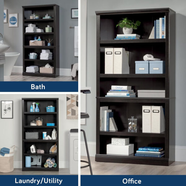 Sauder Miscellaneous Storage 5 Split Bookcase/Book Shelf, L: 35.28" x W: 13.23" x H: 69.76", Oiled Oak finish