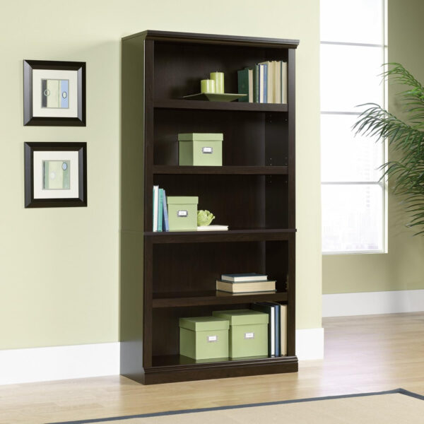 Sauder Miscellaneous Storage 5 Split Bookcase/Book Shelf, L: 35.28" x W: 13.23" x H: 69.76", Oiled Oak finish