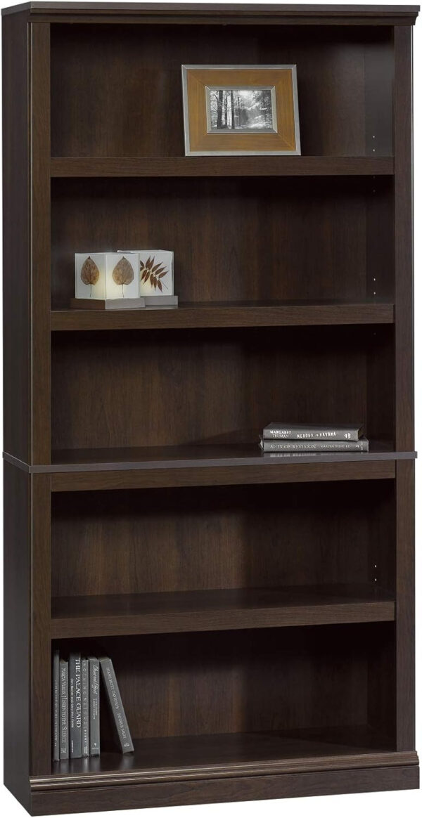 Sauder Miscellaneous Storage 5 Split Bookcase/Book Shelf, L: 35.28" x W: 13.23" x H: 69.76", Oiled Oak finish