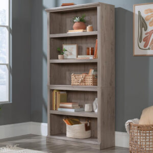 Sauder Miscellaneous Storage 5 Split Bookcase/Book Shelf, L: 35.28" x W: 13.23" x H: 69.76", Oiled Oak finish