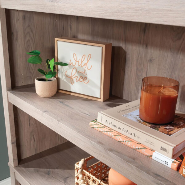 Sauder Miscellaneous Storage 5 Split Bookcase/Book Shelf, L: 35.28" x W: 13.23" x H: 69.76", Oiled Oak finish