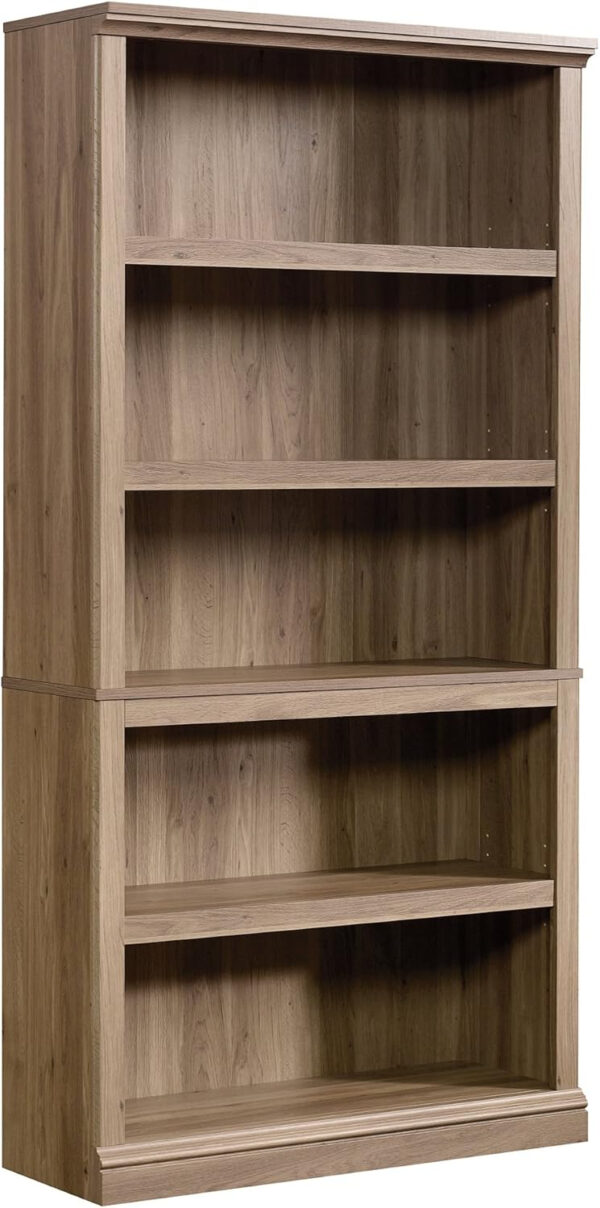 Sauder Miscellaneous Storage 5 Split Bookcase/Book Shelf, L: 35.28" x W: 13.23" x H: 69.76", Oiled Oak finish