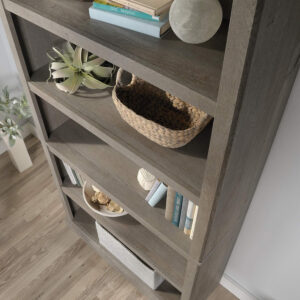 Sauder Miscellaneous Storage 5 Split Bookcase/Book Shelf, L: 35.28" x W: 13.23" x H: 69.76", Oiled Oak finish