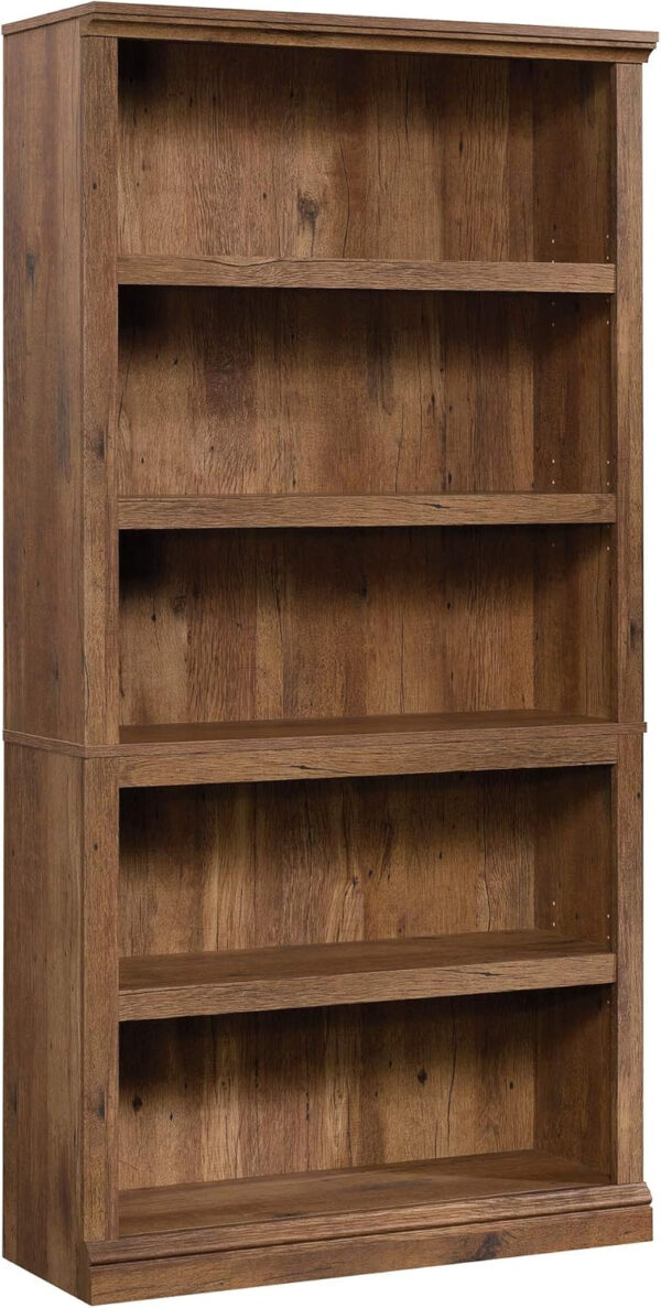 Sauder Miscellaneous Storage 5 Split Bookcase/Book Shelf, L: 35.28" x W: 13.23" x H: 69.76", Oiled Oak finish