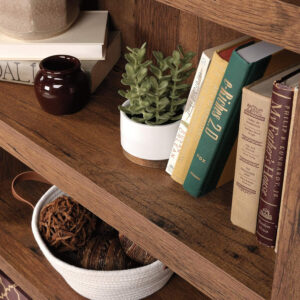 Sauder Miscellaneous Storage 5 Split Bookcase/Book Shelf, L: 35.28" x W: 13.23" x H: 69.76", Oiled Oak finish