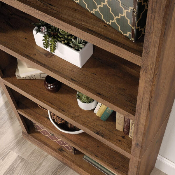 Sauder Miscellaneous Storage 5 Split Bookcase/Book Shelf, L: 35.28" x W: 13.23" x H: 69.76", Oiled Oak finish