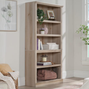 Sauder Miscellaneous Storage 5 Split Bookcase/Book Shelf, L: 35.28" x W: 13.23" x H: 69.76", Oiled Oak finish