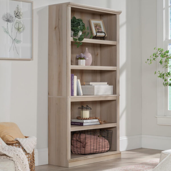 Sauder Miscellaneous Storage 5 Split Bookcase/Book Shelf, L: 35.28" x W: 13.23" x H: 69.76", Oiled Oak finish