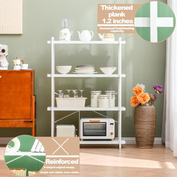 HCHQHS Bookshelf, 3-Tier Industrial Bookcase, Rustic Open Book Shelf, Wood and Metal Horizontal Bookshelves