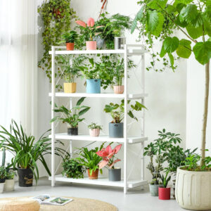 HCHQHS Bookshelf, 3-Tier Industrial Bookcase, Rustic Open Book Shelf, Wood and Metal Horizontal Bookshelves