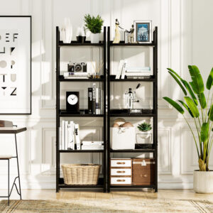 NUMENN Bookshelf, 5 Tier Bookshelves, Home Office Bookcase Shelf Storage Organizer, Free Standing Storage Shelving Unit for Bedroom, Living Room and Home Office, Vintage