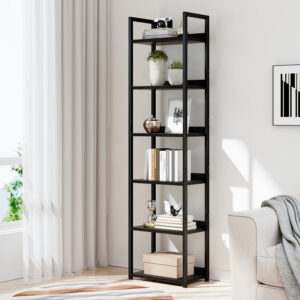 NUMENN Bookshelf, 5 Tier Bookshelves, Home Office Bookcase Shelf Storage Organizer, Free Standing Storage Shelving Unit for Bedroom, Living Room and Home Office, Vintage