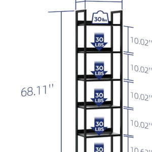 NUMENN Bookshelf, 5 Tier Bookshelves, Home Office Bookcase Shelf Storage Organizer, Free Standing Storage Shelving Unit for Bedroom, Living Room and Home Office, Vintage