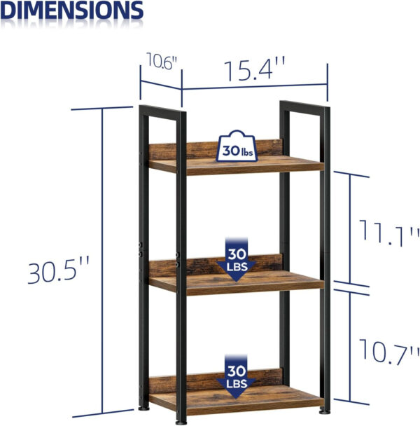 NUMENN Bookshelf, 5 Tier Bookshelves, Home Office Bookcase Shelf Storage Organizer, Free Standing Storage Shelving Unit for Bedroom, Living Room and Home Office, Vintage
