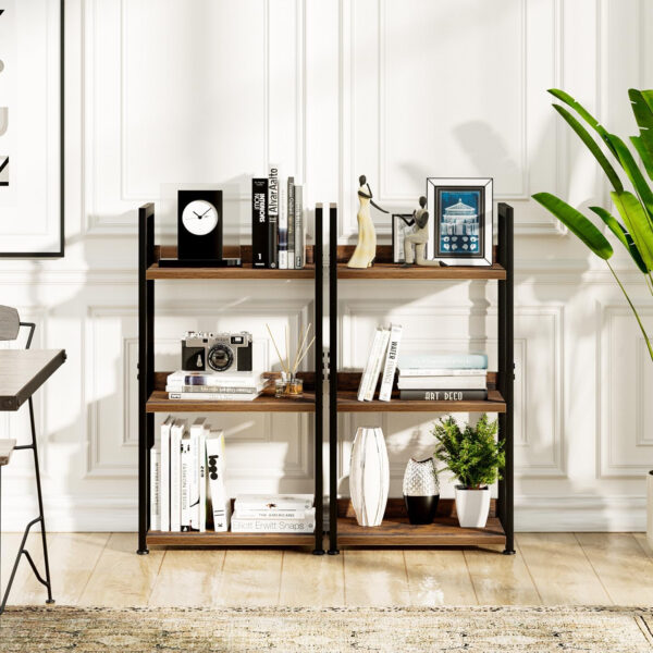 NUMENN Bookshelf, 5 Tier Bookshelves, Home Office Bookcase Shelf Storage Organizer, Free Standing Storage Shelving Unit for Bedroom, Living Room and Home Office, Vintage