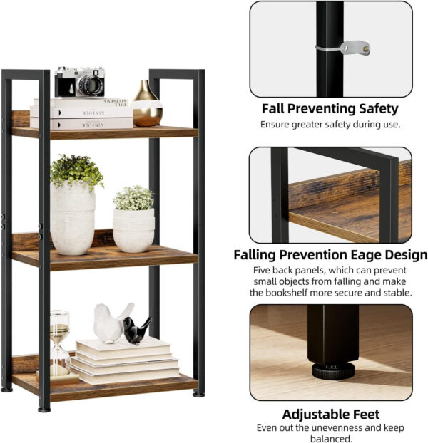 NUMENN Bookshelf, 5 Tier Bookshelves, Home Office Bookcase Shelf Storage Organizer, Free Standing Storage Shelving Unit for Bedroom, Living Room and Home Office, Vintage