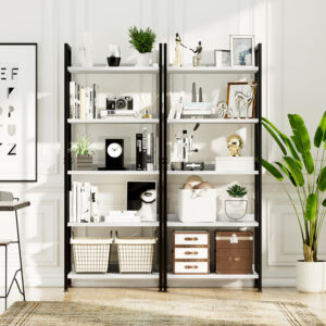 NUMENN Bookshelf, 5 Tier Bookshelves, Home Office Bookcase Shelf Storage Organizer, Free Standing Storage Shelving Unit for Bedroom, Living Room and Home Office, Vintage