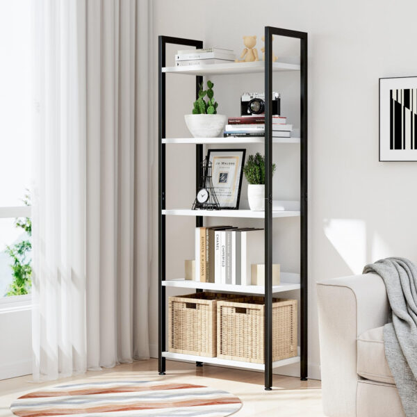 NUMENN Bookshelf, 5 Tier Bookshelves, Home Office Bookcase Shelf Storage Organizer, Free Standing Storage Shelving Unit for Bedroom, Living Room and Home Office, Vintage