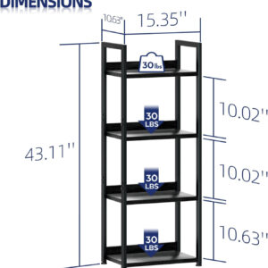 NUMENN Bookshelf, 5 Tier Bookshelves, Home Office Bookcase Shelf Storage Organizer, Free Standing Storage Shelving Unit for Bedroom, Living Room and Home Office, Vintage