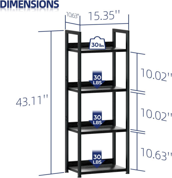NUMENN Bookshelf, 5 Tier Bookshelves, Home Office Bookcase Shelf Storage Organizer, Free Standing Storage Shelving Unit for Bedroom, Living Room and Home Office, Vintage