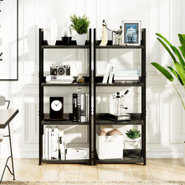 NUMENN Bookshelf, 5 Tier Bookshelves, Home Office Bookcase Shelf Storage Organizer, Free Standing Storage Shelving Unit for Bedroom, Living Room and Home Office, Vintage