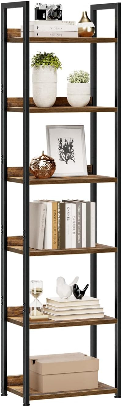 NUMENN Bookshelf, 5 Tier Bookshelves, Home Office Bookcase Shelf Storage Organizer, Free Standing Storage Shelving Unit for Bedroom, Living Room and Home Office, Vintage