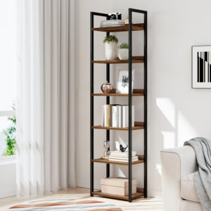 NUMENN Bookshelf, 5 Tier Bookshelves, Home Office Bookcase Shelf Storage Organizer, Free Standing Storage Shelving Unit for Bedroom, Living Room and Home Office, Vintage