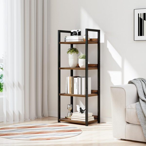 NUMENN Bookshelf, 5 Tier Bookshelves, Home Office Bookcase Shelf Storage Organizer, Free Standing Storage Shelving Unit for Bedroom, Living Room and Home Office, Vintage