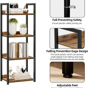 NUMENN Bookshelf, 5 Tier Bookshelves, Home Office Bookcase Shelf Storage Organizer, Free Standing Storage Shelving Unit for Bedroom, Living Room and Home Office, Vintage