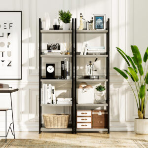 NUMENN Bookshelf, 5 Tier Bookshelves, Home Office Bookcase Shelf Storage Organizer, Free Standing Storage Shelving Unit for Bedroom, Living Room and Home Office, Vintage