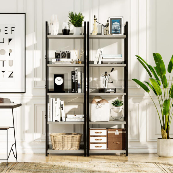 NUMENN Bookshelf, 5 Tier Bookshelves, Home Office Bookcase Shelf Storage Organizer, Free Standing Storage Shelving Unit for Bedroom, Living Room and Home Office, Vintage