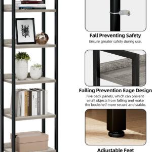 NUMENN Bookshelf, 5 Tier Bookshelves, Home Office Bookcase Shelf Storage Organizer, Free Standing Storage Shelving Unit for Bedroom, Living Room and Home Office, Vintage