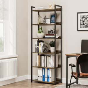 NUMENN Bookshelf, 5 Tier Bookshelves, Home Office Bookcase Shelf Storage Organizer, Free Standing Storage Shelving Unit for Bedroom, Living Room and Home Office, Vintage