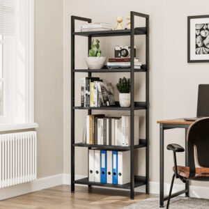 NUMENN Bookshelf, 5 Tier Bookshelves, Home Office Bookcase Shelf Storage Organizer, Free Standing Storage Shelving Unit for Bedroom, Living Room and Home Office, Vintage