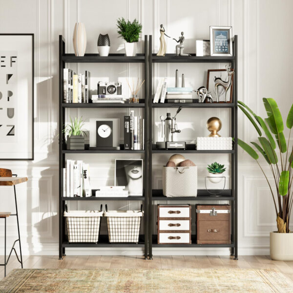 NUMENN Bookshelf, 5 Tier Bookshelves, Home Office Bookcase Shelf Storage Organizer, Free Standing Storage Shelving Unit for Bedroom, Living Room and Home Office, Vintage