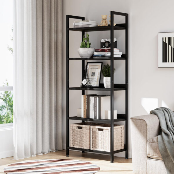 NUMENN Bookshelf, 5 Tier Bookshelves, Home Office Bookcase Shelf Storage Organizer, Free Standing Storage Shelving Unit for Bedroom, Living Room and Home Office, Vintage
