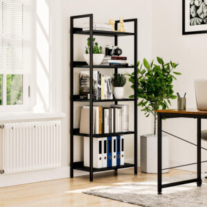 NUMENN Bookshelf, 5 Tier Bookshelves, Home Office Bookcase Shelf Storage Organizer, Free Standing Storage Shelving Unit for Bedroom, Living Room and Home Office, Vintage