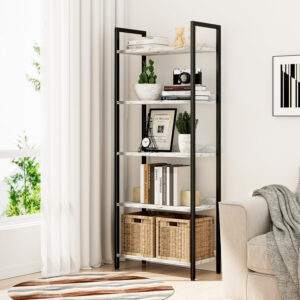NUMENN Bookshelf, 5 Tier Bookshelves, Home Office Bookcase Shelf Storage Organizer, Free Standing Storage Shelving Unit for Bedroom, Living Room and Home Office, Vintage