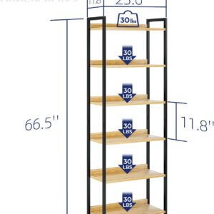 NUMENN Bookshelf, 5 Tier Bookshelves, Home Office Bookcase Shelf Storage Organizer, Free Standing Storage Shelving Unit for Bedroom, Living Room and Home Office, Vintage